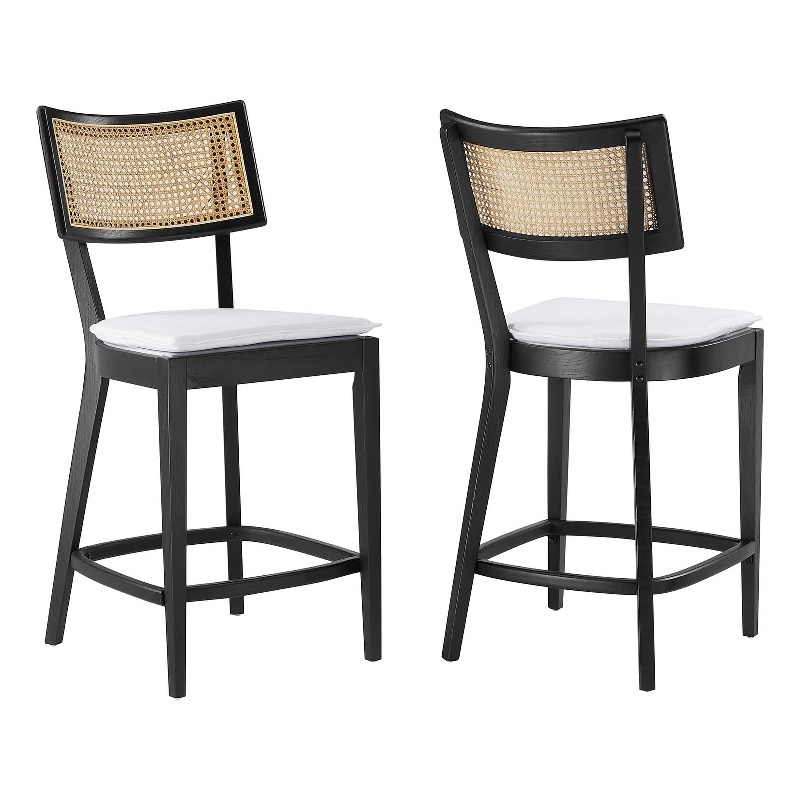 Caledonia Wood Counter Stools - Set of 2 in Black White