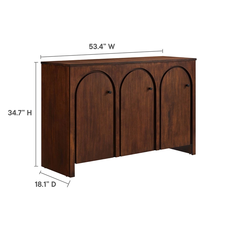 Appia 3-Door Arched Door Sideboard Storage Cabinet in Walnut