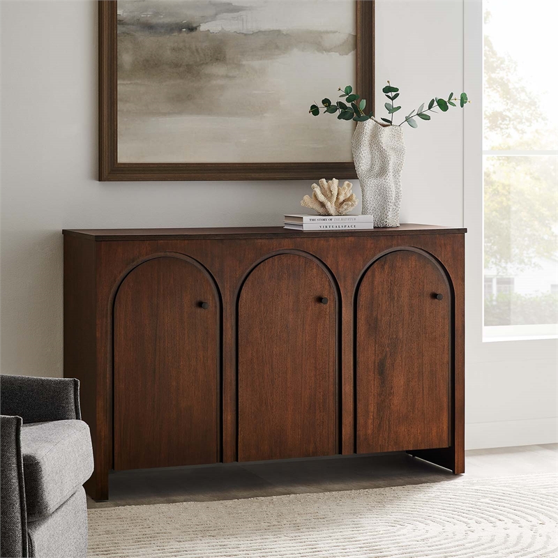 Appia 3-Door Arched Door Sideboard Storage Cabinet in Walnut