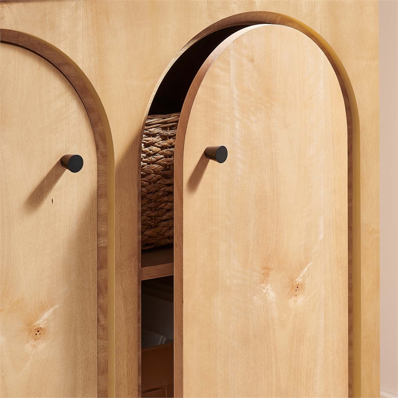 Appia 2-Door Arched Door Storage Cabinet in Oak