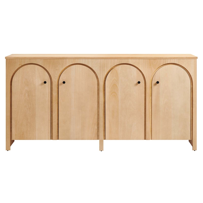 Appia Wood Grain 4-Door Sideboard Storage Cabinet in Oak