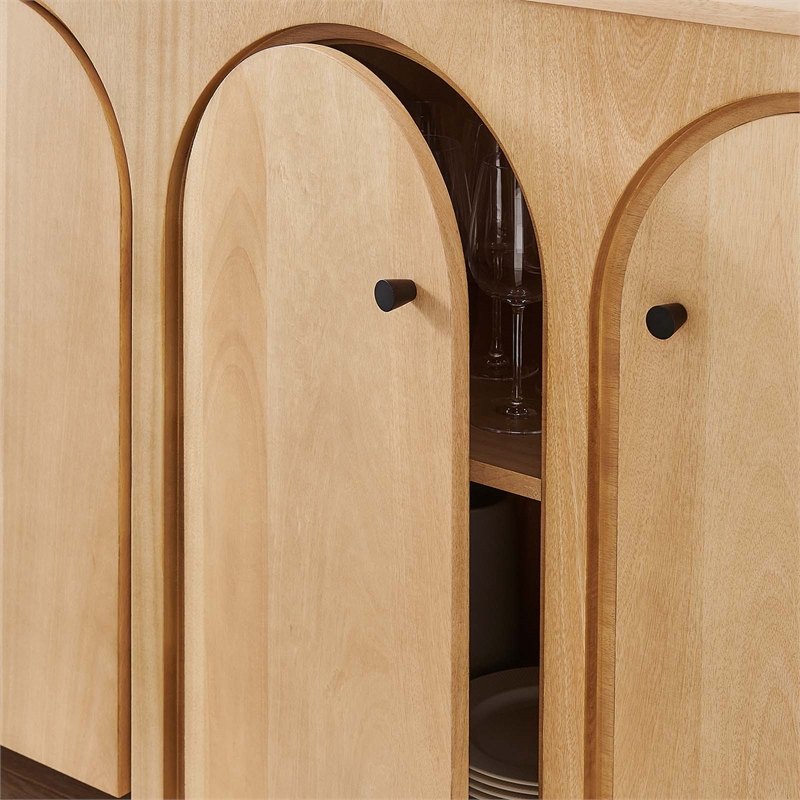 Appia Wood Grain 4-Door Sideboard Storage Cabinet in Oak