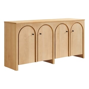 Appia Wood Grain 4-Door Sideboard Storage Cabinet in Oak