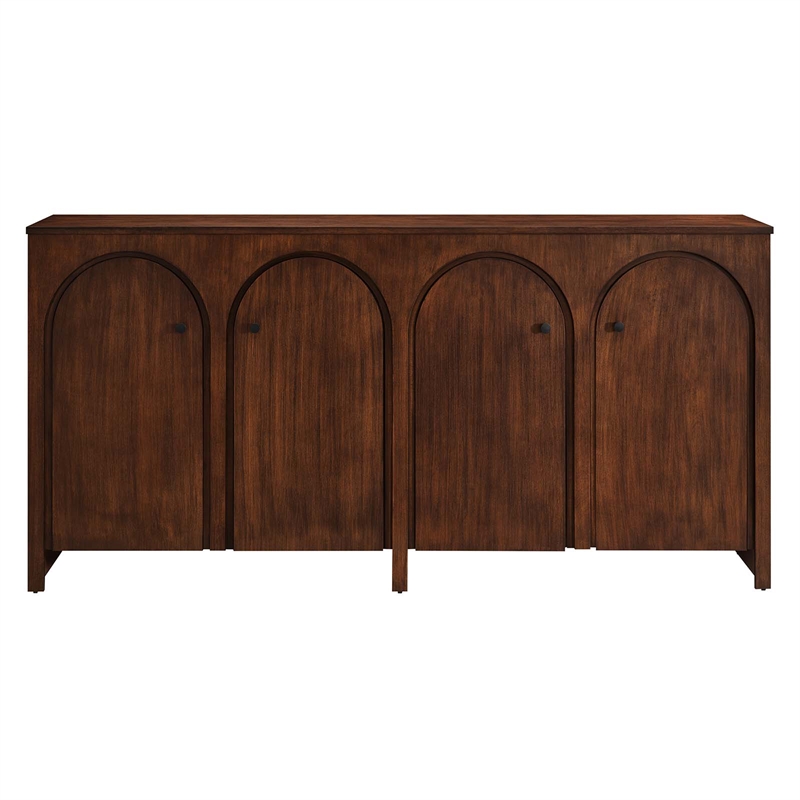 Appia Wood Grain 4-Door Sideboard Storage Cabinet in Walnut