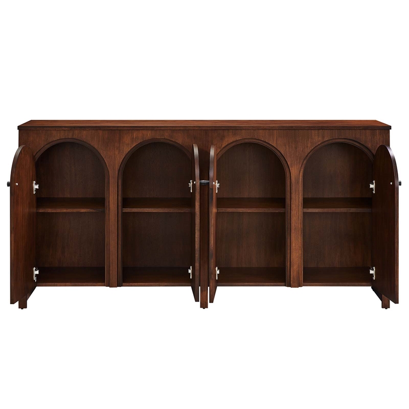 Appia Wood Grain 4-Door Sideboard Storage Cabinet in Walnut