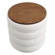 Mezzo Round Boucle Fabric Storage Ottoman in Cloud