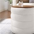 Mezzo Round Boucle Fabric Storage Ottoman in Cloud