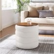 Mezzo Round Boucle Fabric Storage Ottoman in Cloud