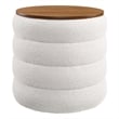Mezzo Round Boucle Fabric Storage Ottoman in Cloud