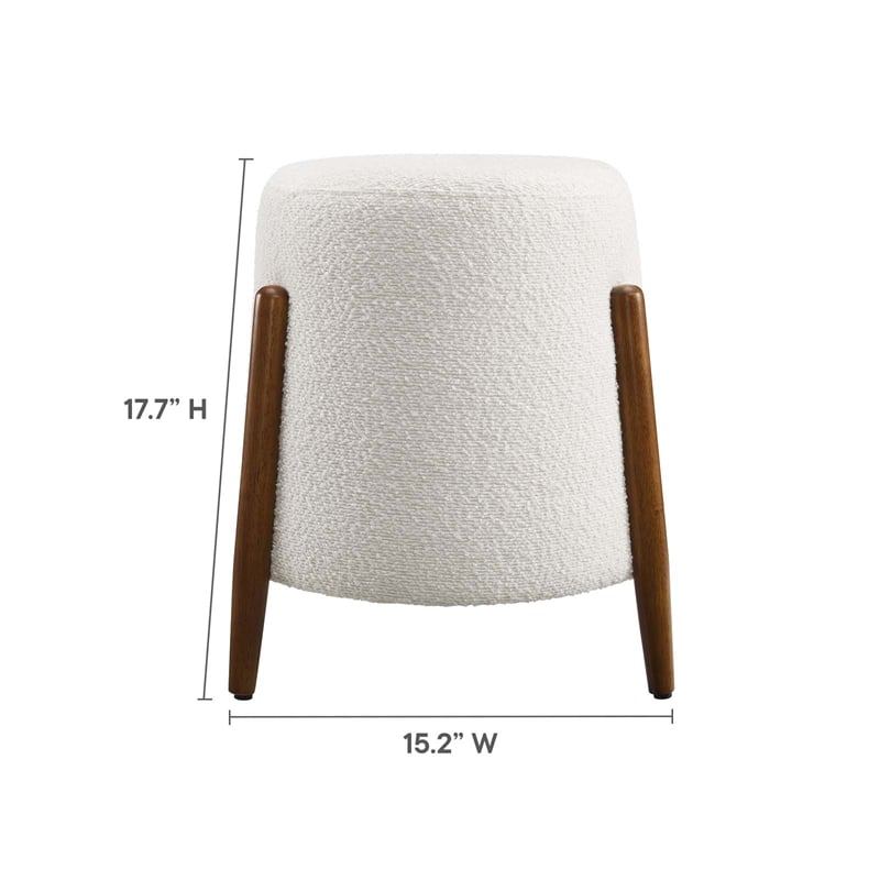Riven Upholstered Boucle Fabric Ottoman in Cloud