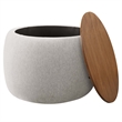 Perla Upholstered Fabric Storage Ottoman in Ivory Fabric