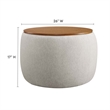 Perla Upholstered Fabric Storage Ottoman in Ivory Fabric
