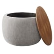 Perla Upholstered Fabric Storage Ottoman in Heathered Weave Wheat