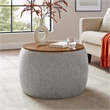Perla Upholstered Fabric Storage Ottoman in Heathered Weave Wheat