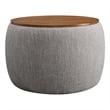 Perla Upholstered Fabric Storage Ottoman in Heathered Weave Wheat