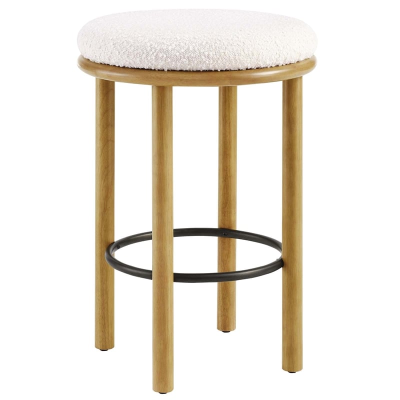 Fable Boucle Fabric Counter Stools - Set of 2 in Oak Ivory