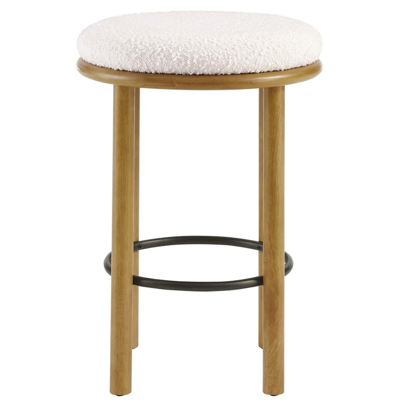 Fable Boucle Fabric Counter Stools - Set of 2 in Oak Ivory
