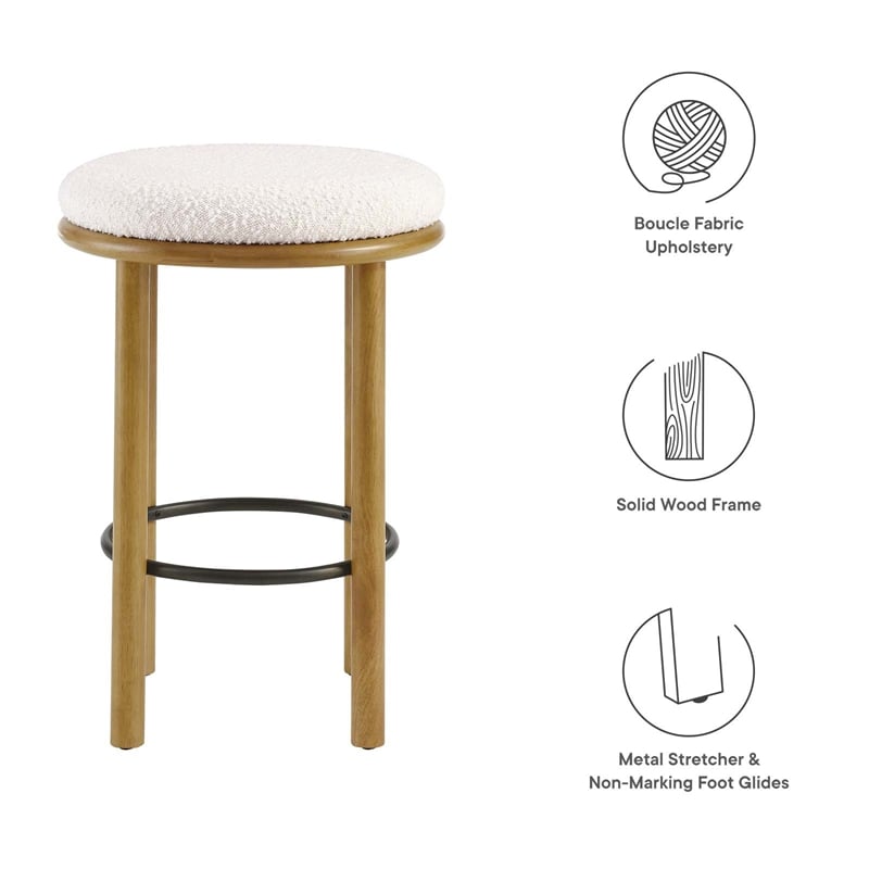 Fable Boucle Fabric Counter Stools - Set of 2 in Oak Ivory