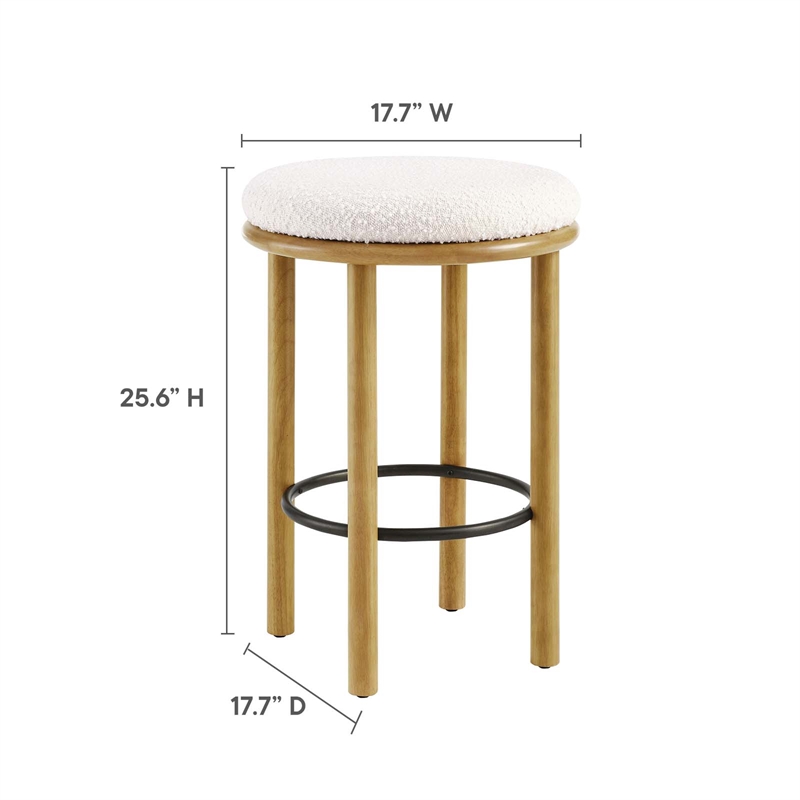 Fable Boucle Fabric Counter Stools - Set of 2 in Oak Ivory
