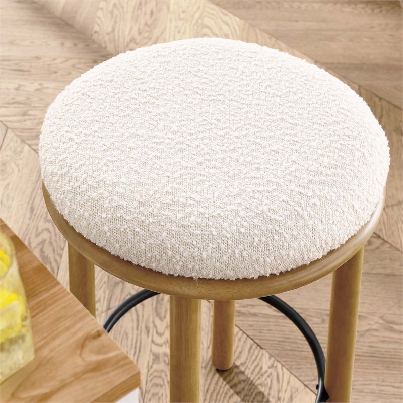 Fable Boucle Fabric Counter Stools - Set of 2 in Oak Ivory