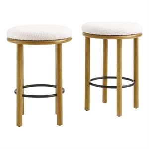 Fable Boucle Fabric Counter Stools - Set of 2 in Oak Ivory