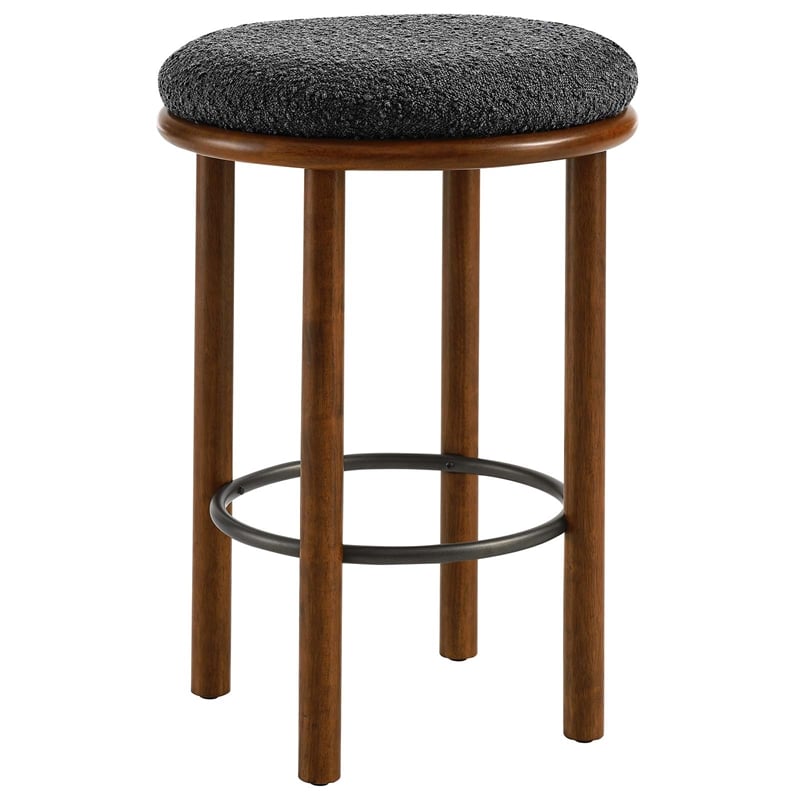 Fable Boucle Fabric Counter Stools - Set of 2 in Walnut Charcoal
