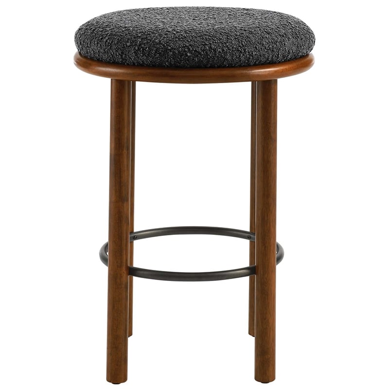 Fable Boucle Fabric Counter Stools - Set of 2 in Walnut Charcoal