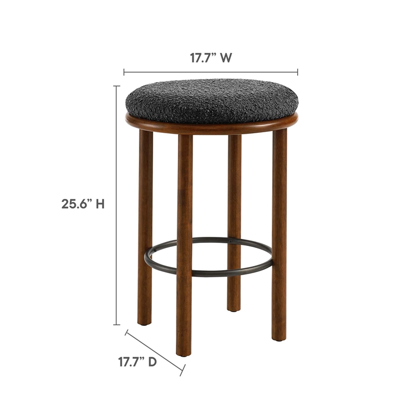Fable Boucle Fabric Counter Stools - Set of 2 in Walnut Charcoal