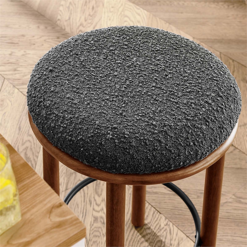 Fable Boucle Fabric Counter Stools - Set of 2 in Walnut Charcoal