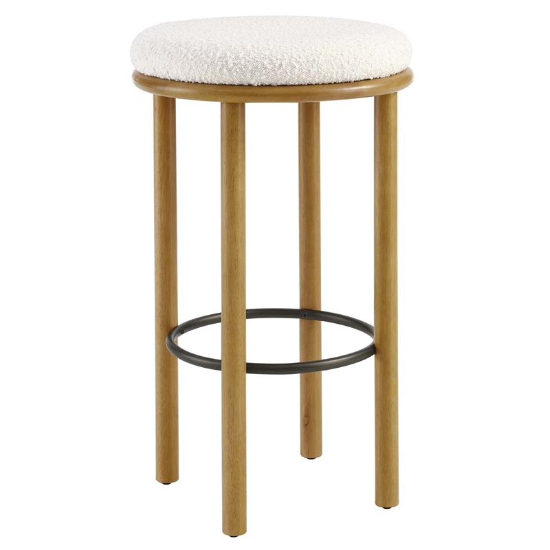 Fable Boucle Fabric Bar Stools - Set of 2 in Oak Ivory