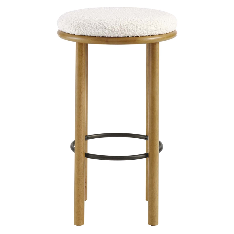 Fable Boucle Fabric Bar Stools - Set of 2 in Oak Ivory