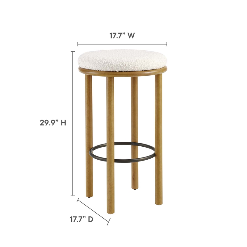 Fable Boucle Fabric Bar Stools - Set of 2 in Oak Ivory
