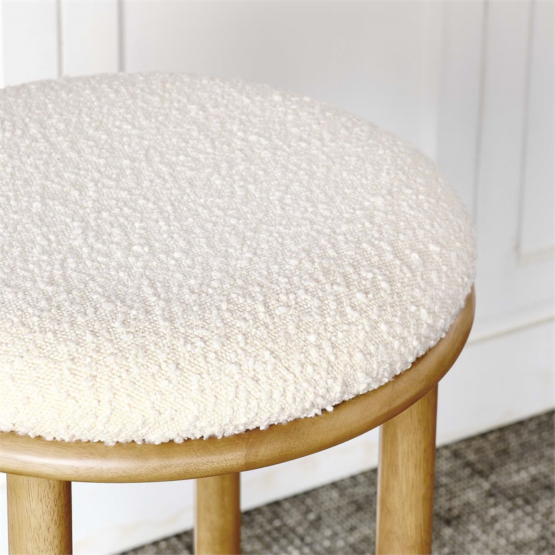 Fable Boucle Fabric Bar Stools - Set of 2 in Oak Ivory