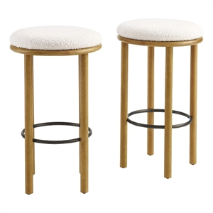 Fable Boucle Fabric Bar Stools - Set of 2 in Oak Ivory