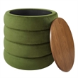 Modway Mezzo Round Performance Velvet Storage Ottoman in Moss Green