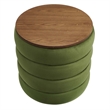 Modway Mezzo Round Performance Velvet Storage Ottoman in Moss Green