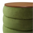 Modway Mezzo Round Performance Velvet Storage Ottoman in Moss Green