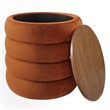 Modway Mezzo Round Performance Velvet Storage Ottoman in Rust