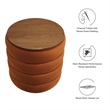 Modway Mezzo Round Performance Velvet Storage Ottoman in Rust