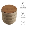 Mezzo Round Performance Velvet Storage Ottoman in Taupe