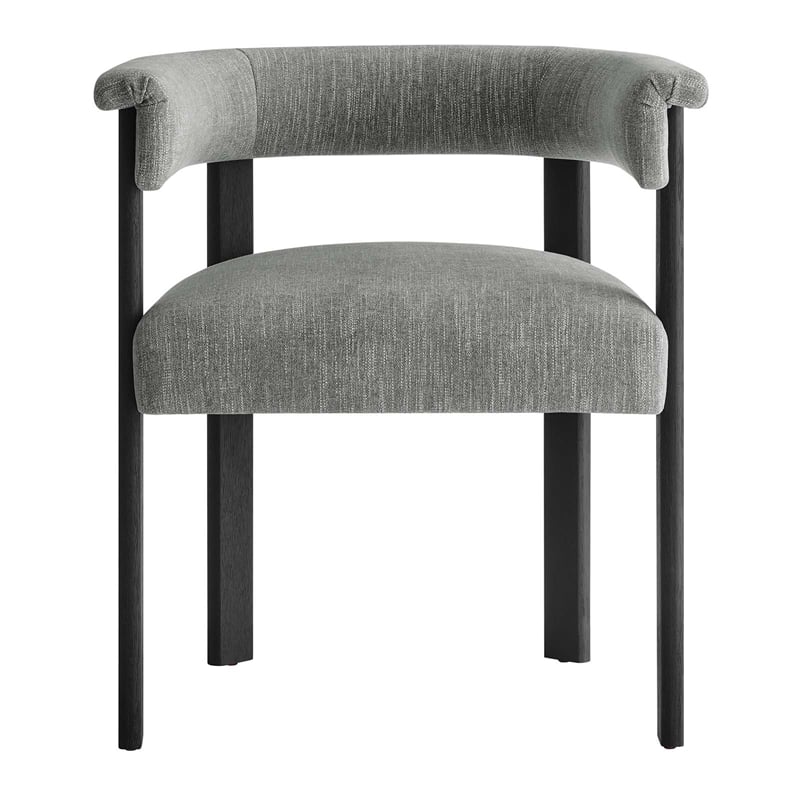 Woven Heathered Fabric Upholstered Barrel Dining Chairs - Set of 2
