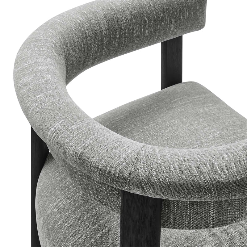 Woven Heathered Fabric Upholstered Barrel Dining Chairs - Set of 2