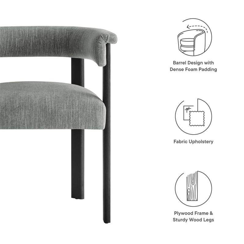 Woven Heathered Fabric Upholstered Barrel Dining Chairs - Set of 2