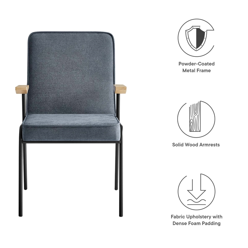 Modway Vista Fabric Upholstered Dining Arm Chair in Laguna