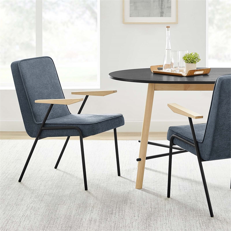 Modway Vista Fabric Upholstered Dining Arm Chair in Laguna