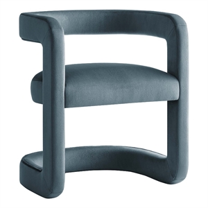 Winslow Performance Velvet Barrel Accent Chair in Cadet Blue