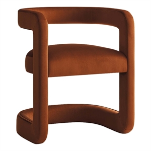 Winslow Performance Velvet Barrel Accent Chair in Rust