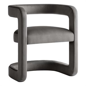 Winslow Performance Velvet Barrel Accent Chair in Storm Gray