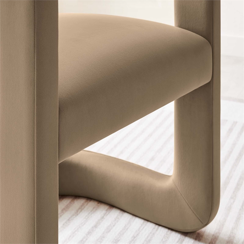 Winslow Performance Velvet Barrel Accent Chair in Taupe