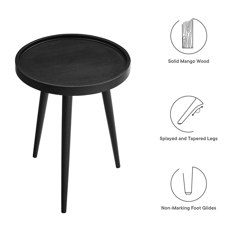Chiro Round Wood Side Table in Black